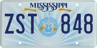 MS license plate ZST848