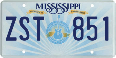 MS license plate ZST851