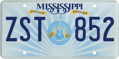 MS license plate ZST852