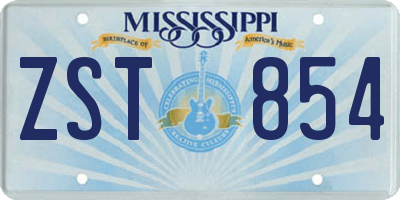MS license plate ZST854