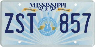 MS license plate ZST857