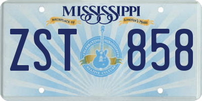 MS license plate ZST858