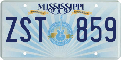 MS license plate ZST859