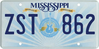 MS license plate ZST862