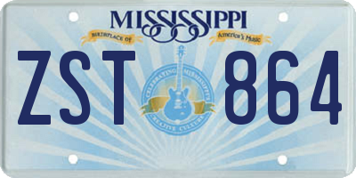 MS license plate ZST864