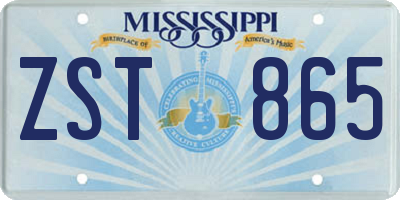 MS license plate ZST865
