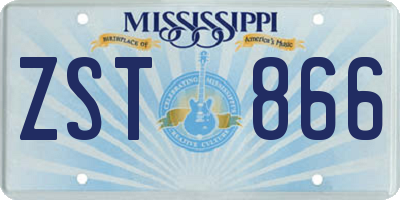 MS license plate ZST866
