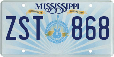 MS license plate ZST868