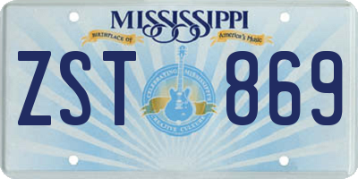 MS license plate ZST869