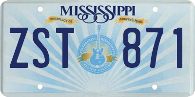 MS license plate ZST871