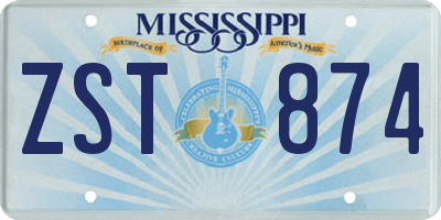MS license plate ZST874