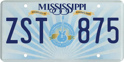 MS license plate ZST875