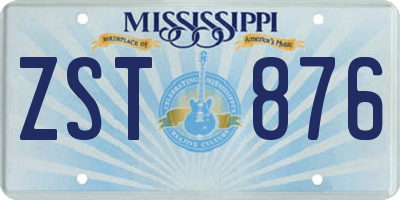 MS license plate ZST876