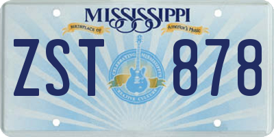 MS license plate ZST878