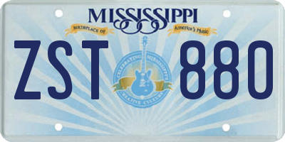 MS license plate ZST880
