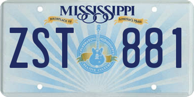 MS license plate ZST881