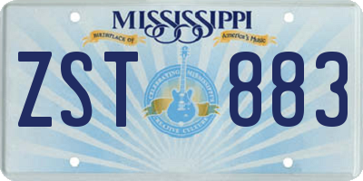 MS license plate ZST883