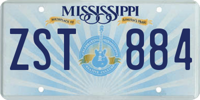 MS license plate ZST884