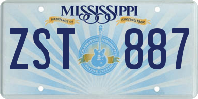 MS license plate ZST887