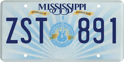 MS license plate ZST891