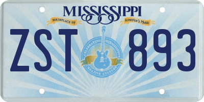 MS license plate ZST893