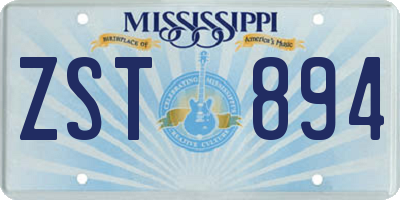 MS license plate ZST894