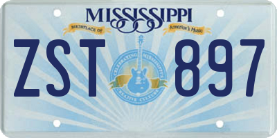 MS license plate ZST897