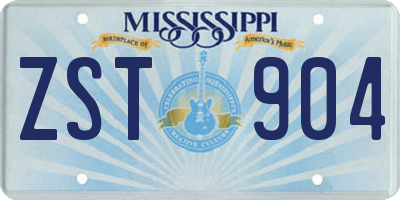 MS license plate ZST904