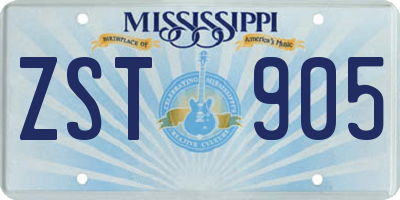 MS license plate ZST905