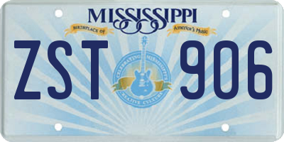 MS license plate ZST906
