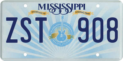 MS license plate ZST908