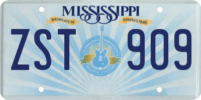 MS license plate ZST909