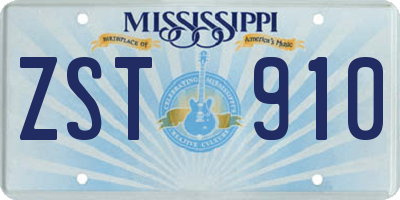 MS license plate ZST910