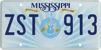 MS license plate ZST913