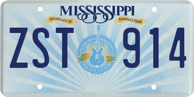 MS license plate ZST914