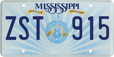 MS license plate ZST915
