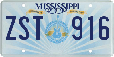 MS license plate ZST916