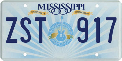 MS license plate ZST917
