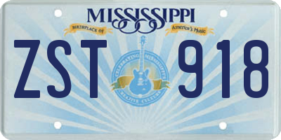MS license plate ZST918