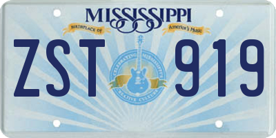 MS license plate ZST919