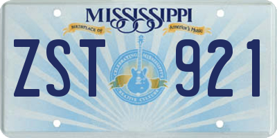 MS license plate ZST921