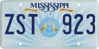 MS license plate ZST923