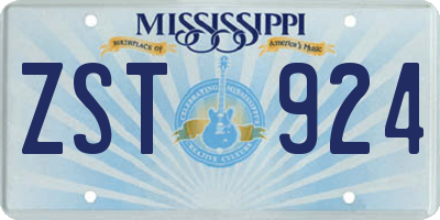 MS license plate ZST924