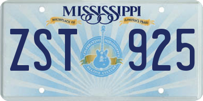 MS license plate ZST925