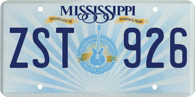 MS license plate ZST926