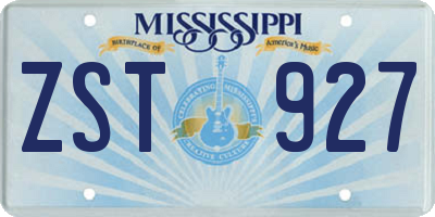 MS license plate ZST927