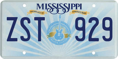 MS license plate ZST929