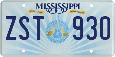 MS license plate ZST930