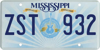 MS license plate ZST932
