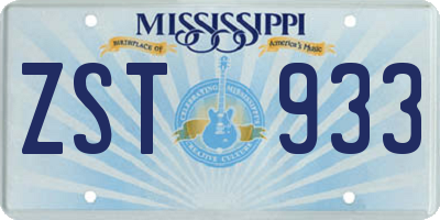 MS license plate ZST933